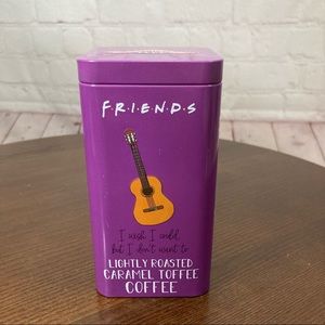 New Friends commemorative tin can with coffee